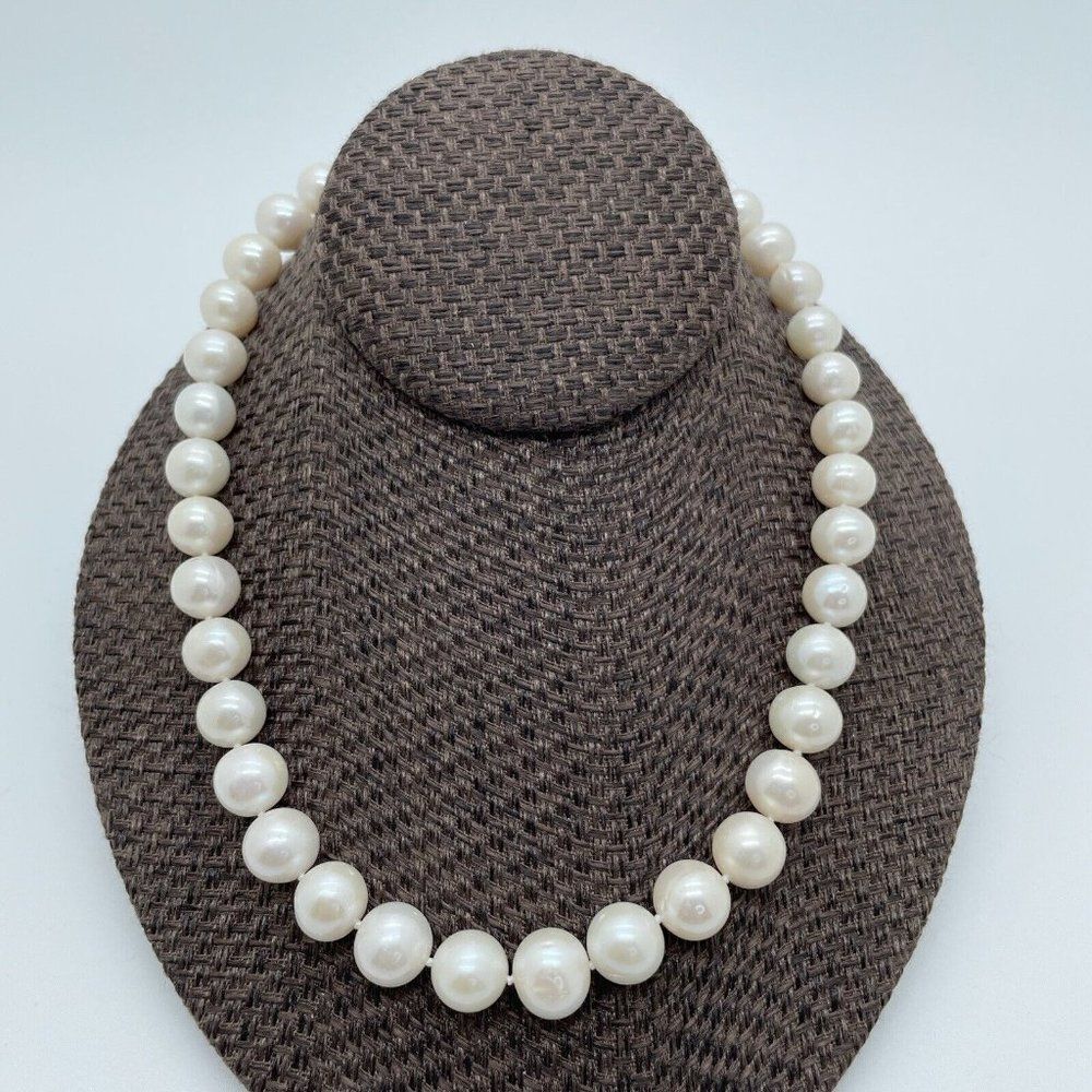 Imperial Pearls Necklace White 9.5 - 11.5mm Cultured Freshwater Sterling Silver - Picture 3 of 9